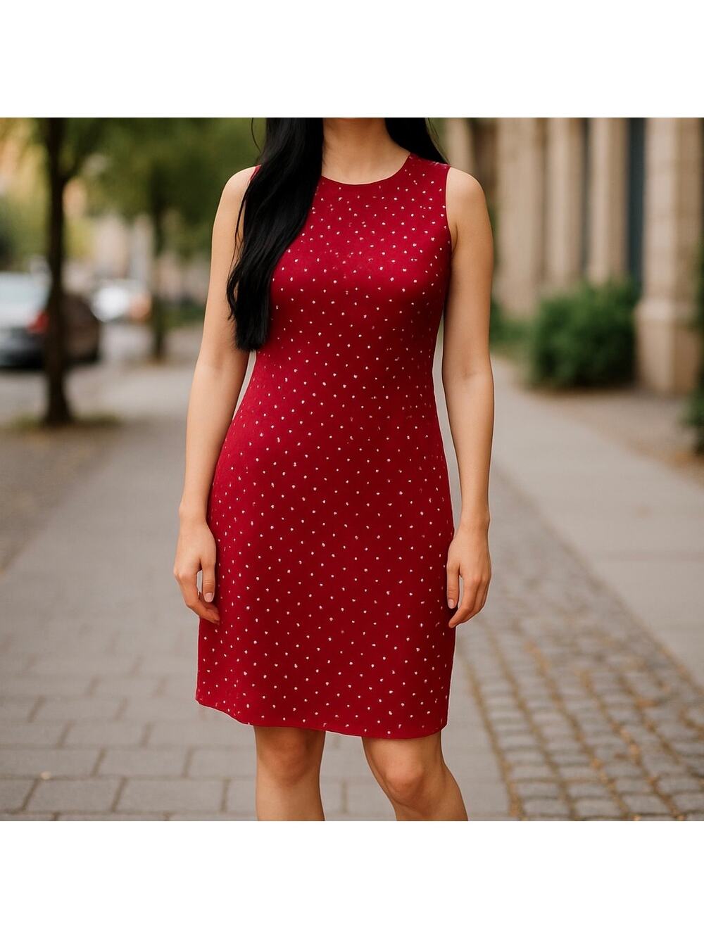 Lauren Ralph Lauren Polka Dot Cotton Poplin Mini Dress Women's 10 Red White